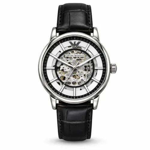 Relogio Masculino Emporio Armani Skeleton Couro 43 mm Automático - Novo na Caixa