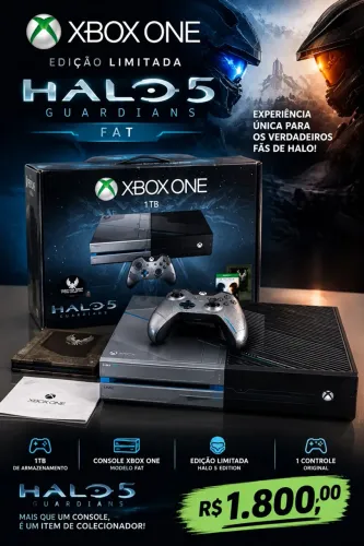 Xbox one fat EDIÇÃO LIMITADA HALO 5 Guardians