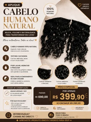 Cabelo humano cacheado natural 