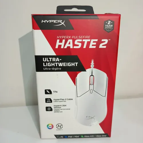 mouse gamer hyperx pulsefire haste 2 branco na caixa fotos reais