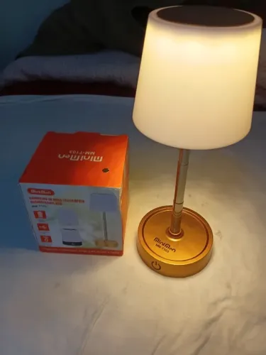 Abajur Recarregável Touch Luminária Retrátil em Aço com Luz de Led Branco Quente Ajustável