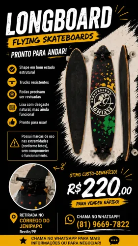 LONGBOARD FLYING SKATEBOARDS - PRONTO PARA ANDAR!
