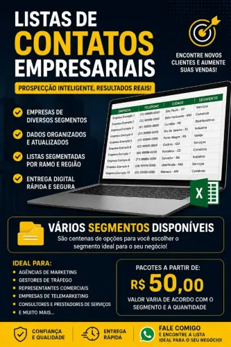 Listas de Contatos Empresariais Segmentadas | Empresas de Todo o Brasil