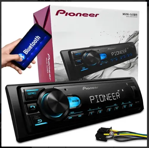 Rádio Pioneer Novo 1 Din Bluetooth Equalizador Mvh145br