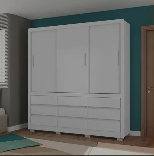 Garda-RoupasGuarda-roupa Bartira Arezzo com 3 portas e 9 gavetas Branco