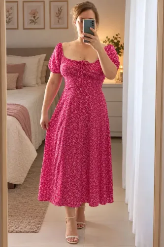 Vestidos midi românticos em floral tamanho G