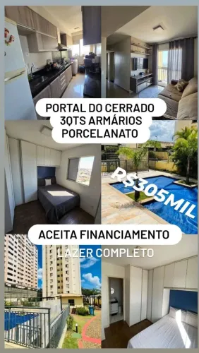 PORTAL DO CERRADO APTO 3QTS PORCELANATO ARMÁRIOS LAZER COMPLETO ACEITA FINANCIAMENTO