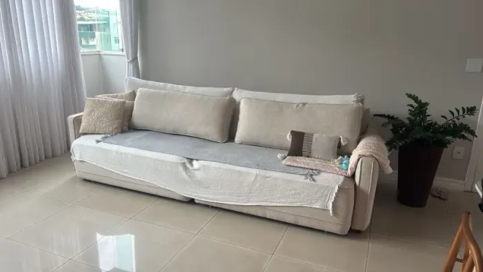 Sofá Retratil 2,90 linho bege