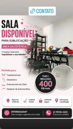 Sublocação de sala para área da estética 