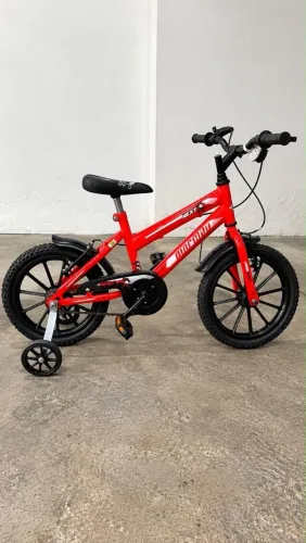 Bicicleta aro 16 next com rodinhas para crianças laranja 
