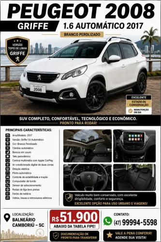 Peugeot 2008 Griffe 1.6 Flex 16V 5P Aut. 2017