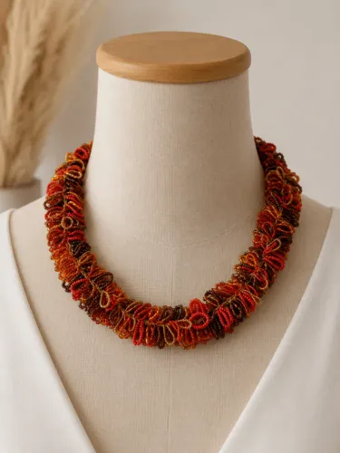 Maxi Colar Artesanal Tons Terrosos Estilo Boho Chic