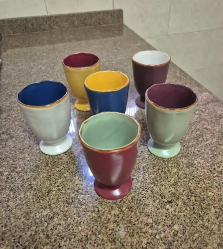 Taças rústicas de cerâmica 6 peças 