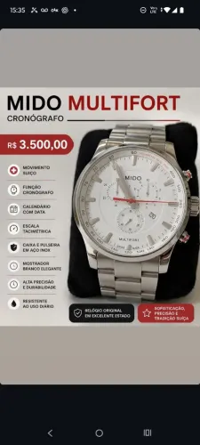 Relógio Mido Multifort tachymetre 