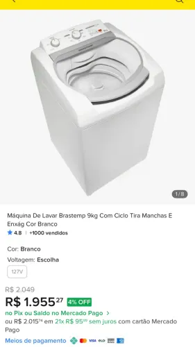 Máquina de lavar Brastemp 9kg BWJ09ABANA