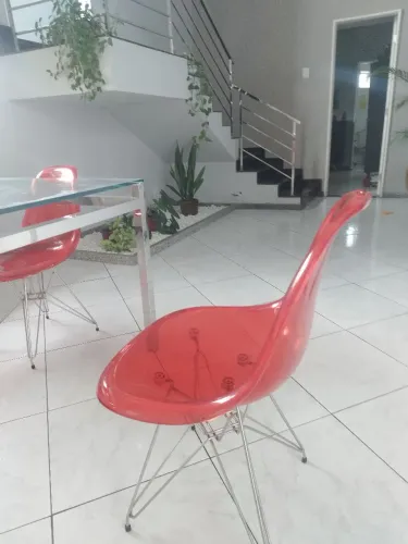  -Mesa Inox 140 x 140  + 4 cadeiras Acrilica