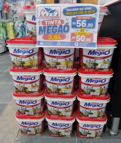 Tinta Megaó 3,6L - Diversas Cores | R$50,90 no Pix ou R$56,90 no Cartão