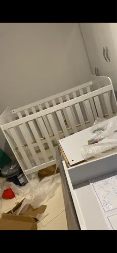 Berço 3 em 1 grande e dossel com mosqueteiro de tule
