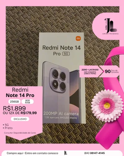 REDMI NOTE 14 PRO, 256GB, 8GB RAM, LACRADO, EXCLUSIVO!
