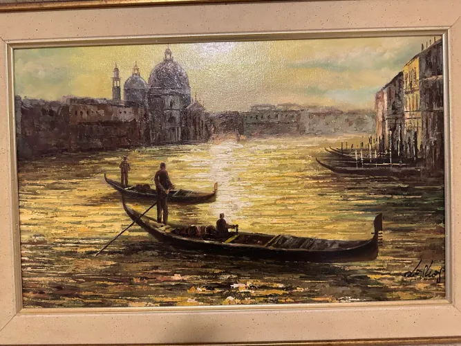 Quadro Pintura - Obra de Arte Pôr do Sol em Veneza/Itália