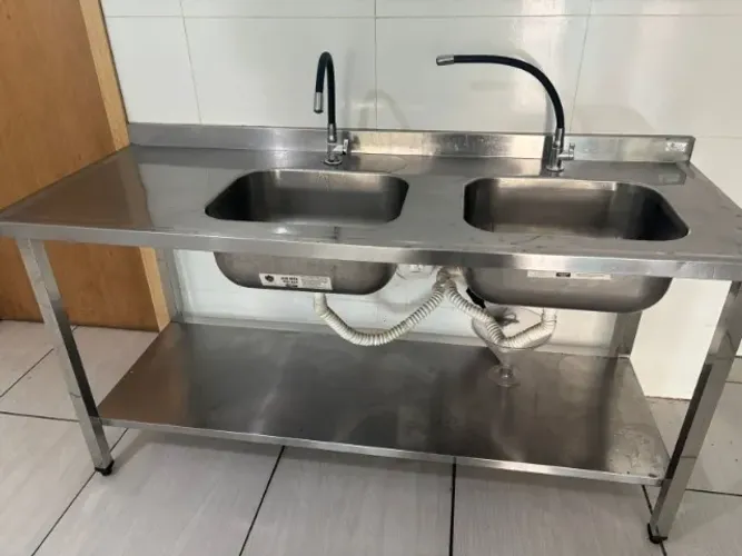 bancada 2 cubas inox  inox aisi 304 