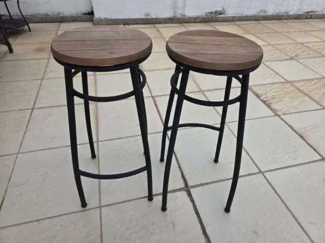 Kit 2 Banquetas 75cm Preto Balcão Cozinha Metal