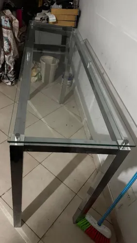 Aparadouro de inox com tampo de vidro 14 mmm