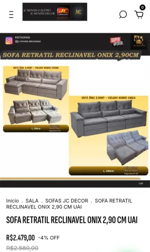 ESTOFADO RETRATIL E RECLINÁVEL ONIX 2.90M