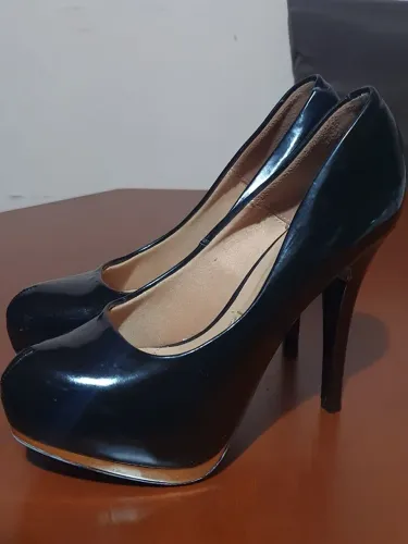 Salto Alto Preto Meia Pata (14cm)