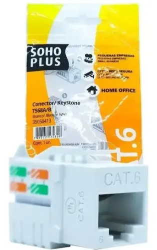 Conector Femea Keystone Furukawa Soho Plus CAT6 RJ45 T568a/b Rede 35050424 - Branco