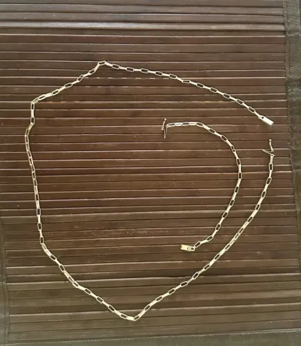 Corrente e pulseira de moeda antiga Modelo Cartier, idêntica a ouro