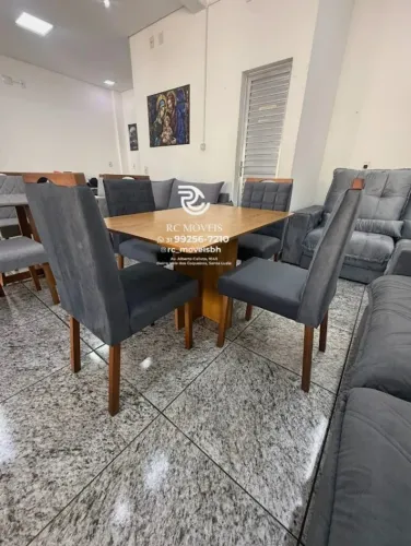 Mesa de jantar 1,20x0,80 tampo Amadeirado + 4 Cadeiras Madeira maciça | Qualidade Garantid