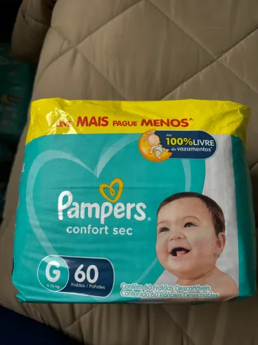 Fralda Pampers confort sec TAM G - Pacote com 60 fraldas