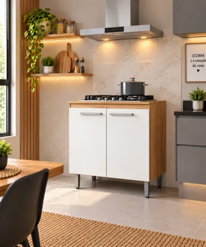 Balcão para Cooktop de Cozinha 2 Portas