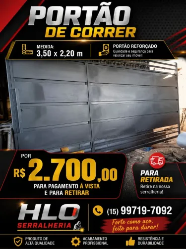 Portão de correr med.3.50x2.20 por 2.700,00