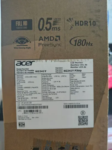 Monitor acer nitro 23.8 polegadas 180mhz