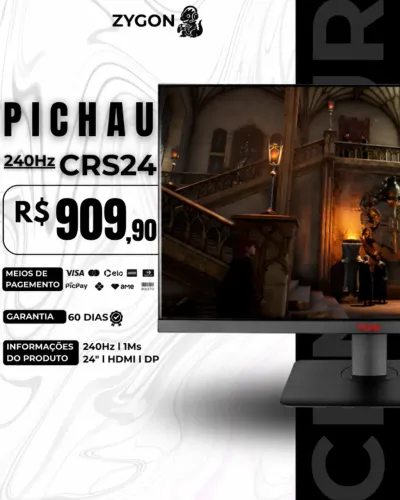 [S/ NOVO] Monitor Gamer 24.5" 240Hz 1ms Pichau Centauri CRS24 - 60 Dias Garantia