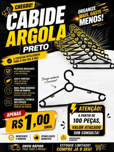 Cabides Plásticos Pretos