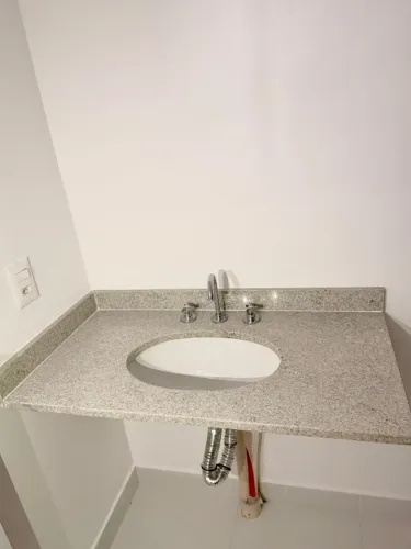Pia Banheiro Granito Branco Itaúnas + Cuba Porcelanato + Torneiras NOVO
