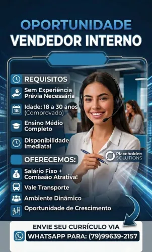 Vaga para vendedor  interno 