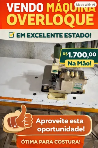 Vende-se máquina overloque para sair agr R$: 1.700,00 na mão