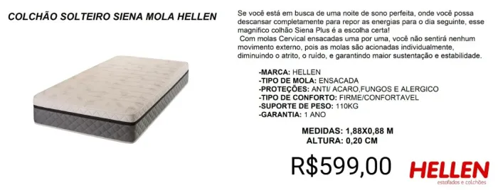 COLCHAO DE SOLTEIRO A PRONTA ENTREGA