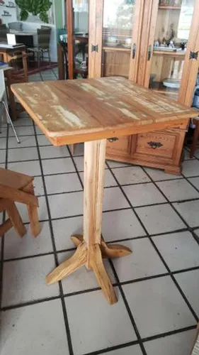 Mesa Bistrô Alta Peroba Rosa Com Patina