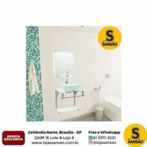 Gabinete Armário Para Banheiro De Vidro 40cm Vildrex