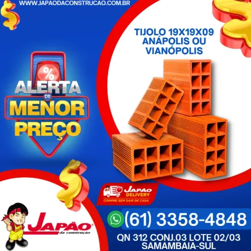 Tijolo 19x19x09 Milheiro em Oferta Especial Entrega Rápida em Todo DF e Entorno