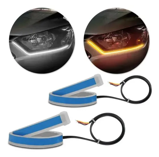 Fita Led Drl 60cm 3000k/6000k Flexível Dual Color Farol
