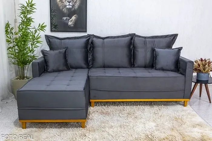 SOFÁ 2,30CM PÉS MADEIRA MACIÇA COM CHAISE!!! R1725U