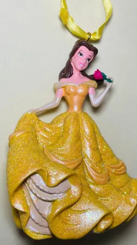 Disney Enfeite De Natal - A Bela de A Bela E A Fera Altura - 10 cm Resina Princesas Disney