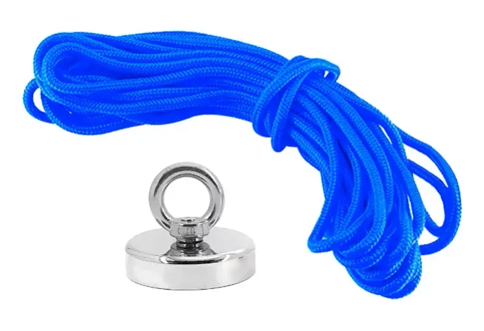 Imã De Neodímio 42mm Pesca magnética Até 61Kg com Corda 10 metros