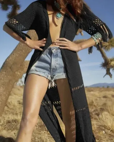 Casaco longo, tipo kmono, da Forever 21
